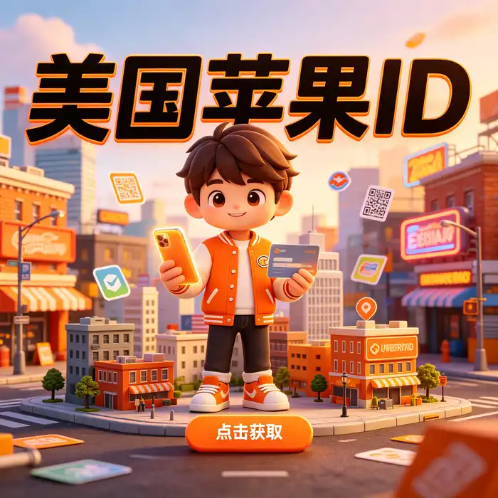 以深青色网格、荧光绿几何线条和数字界面构成的 Apple ID 地区选择主题视觉图